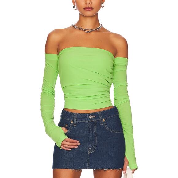 Helmut Lang Twist Green Polyester Long Sleeve Tube Top Size S - Picture 1 of 5